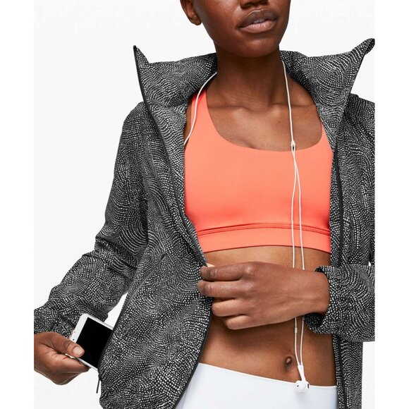 Lululemon Here To Move Jacket Free Spirit Black White Hidden Hood Women Size 12 - Picture 8 of 11